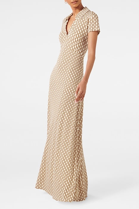 LORINDA PETITE JERSEY DRESS MOCHA CARTER GEO 4