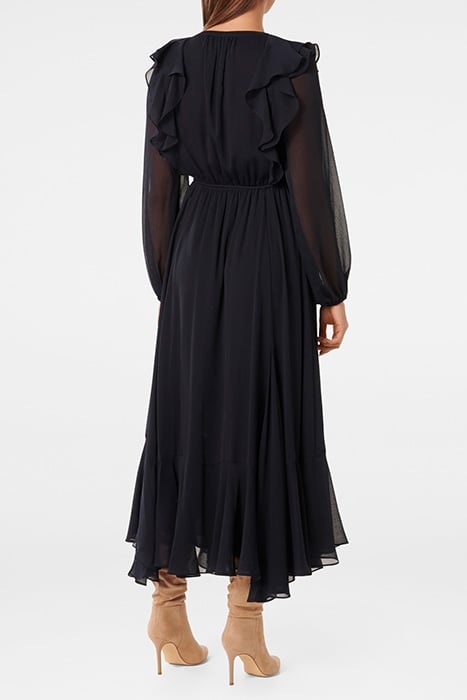LANA RUFFLE NECK MIDI NAVY 2