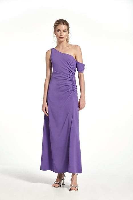 STRETCH SATIN INDIA DRESS PURPLE 1