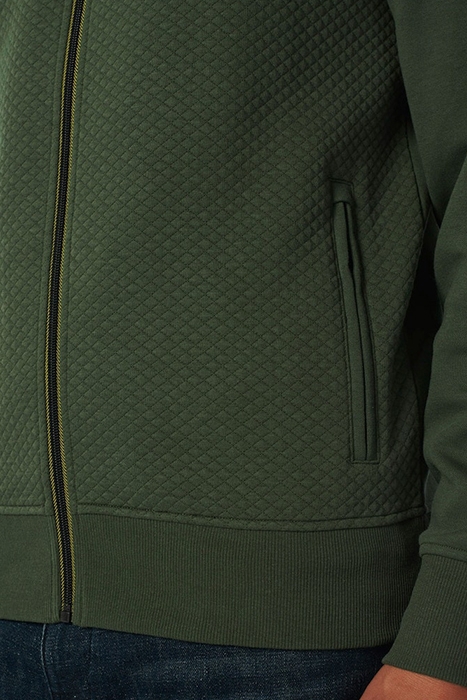 SWEATER HOODED FULL ZIPPER DOUBLE LAYER JACQUARD STRETCH DAR 6