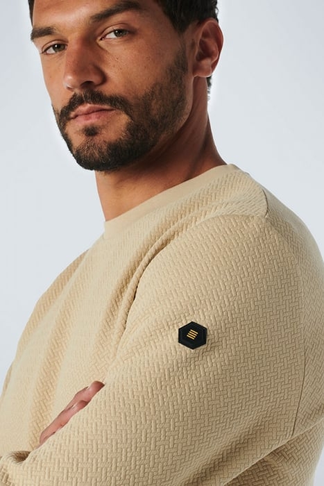 SWEATER CREWNECK DOUBLE LAYER JACQUARD STRETCH STONE 6