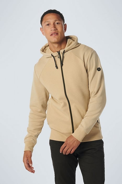 SWEATER HOODED FULL ZIPPER DOUBLE LAYER JACQUARD STRETCH STO 1