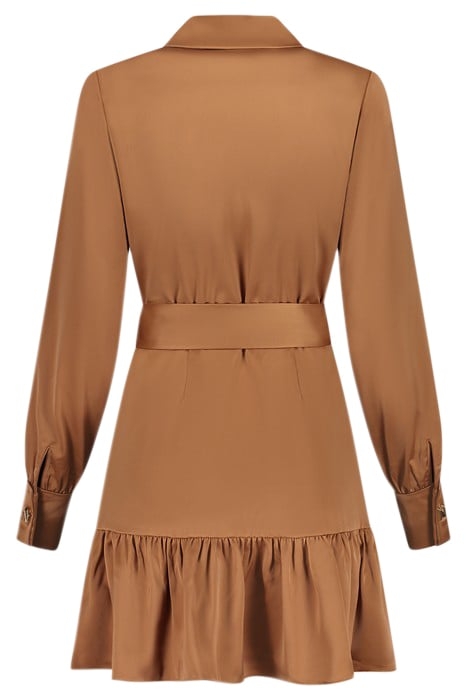 VIVIEN SATIN DRESS AUTUMN BROWN 3