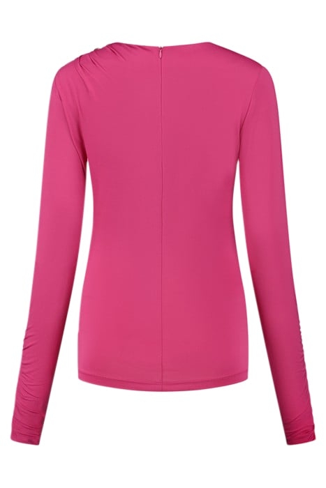 DRAPE SHOULDER TOP RASPBERRY ROSE 2