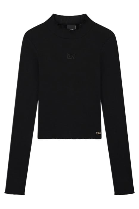 RIB TOP TURTLE LS CROPPED BLACK 1