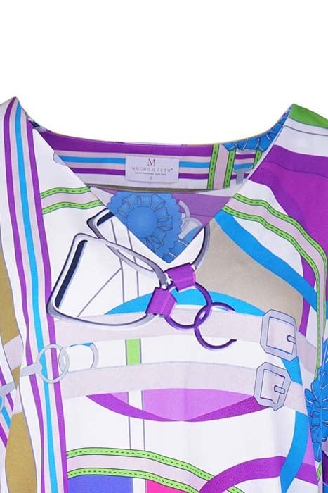 BLOUSE TORTOLI CHAINS AND BELTS PURPLE GREEN FUCHSIA 2