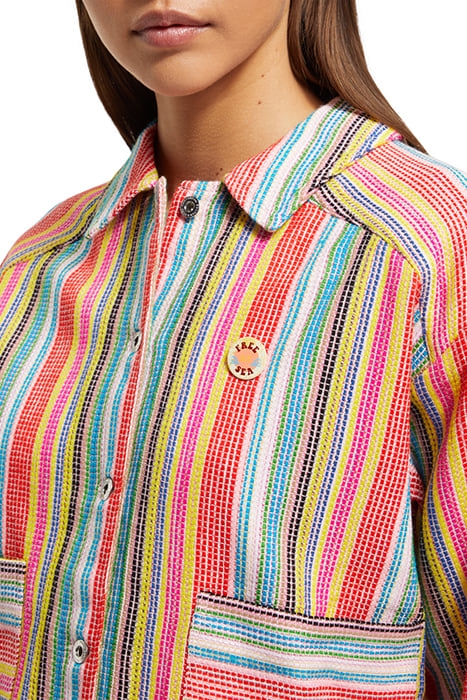 SHORT TRUCKER JACKET IN MULTI COLOUR STRIPE VIBRANT STRIPE 7