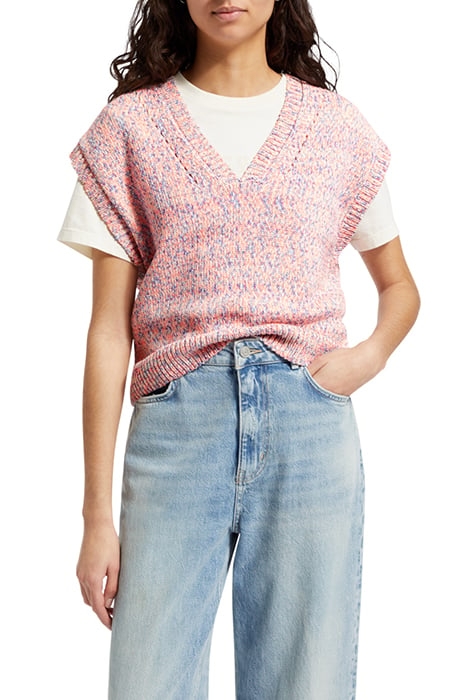 SPACE DYE V NECK KNITTED TANK PINK SPACE DYE 1