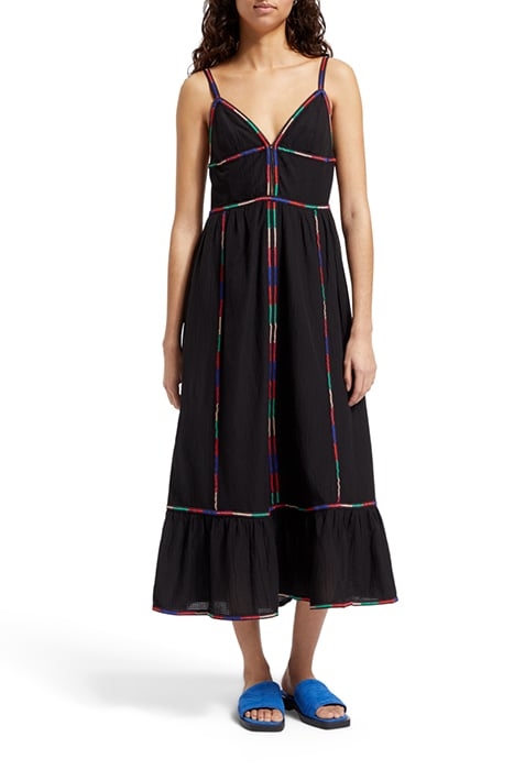 MULTICOLOR EMBROIDERY MAXI DRESS EVENING BLACK 1