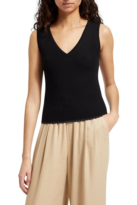 TIE BACK KNITTED TANK EVENING BLACK 1