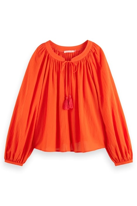BALLOON SLEEVE TOP CANDY RED 1