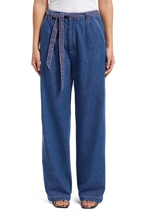 SUMMERY PANT WITH BELT - WASHED INDIGO WASHED INDIGO 1