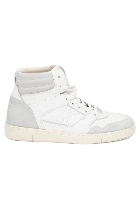 WHITE SUEDE LEATHER MIX HIGH-TOP TRAINERS 1