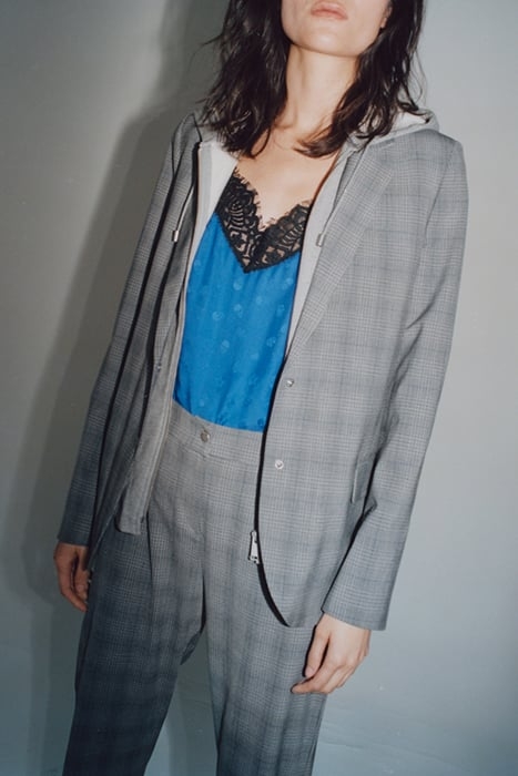 CHECKED SUIT JACKET WITH HOODED FACING 7