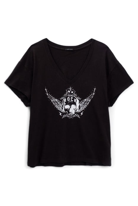 BLACK WINGED SKULL IMAGE T-SHIRT 4