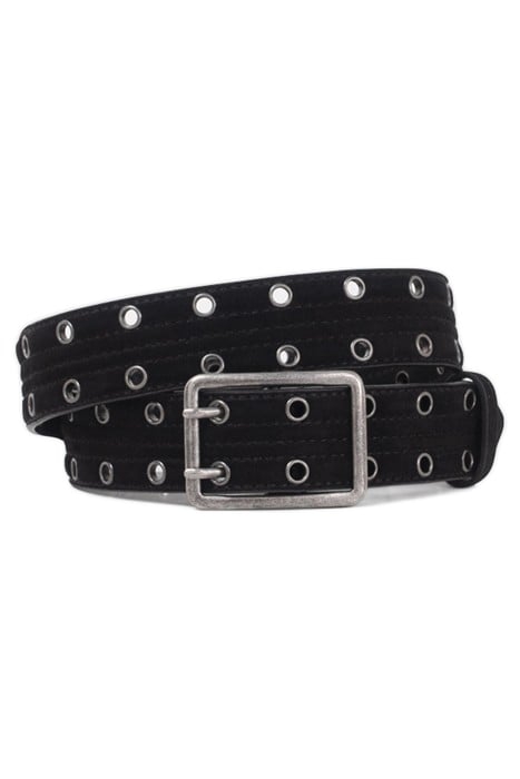 BLACK QUILTED SUEDE BELT WITH EYELETS 1