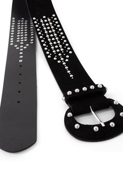 BLACK SUEDE STUDDED WIDE BELT 2