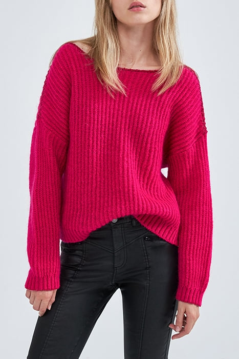 PINK RIBBED KNIT SWEATER WITH LUREX DETAILS 1
