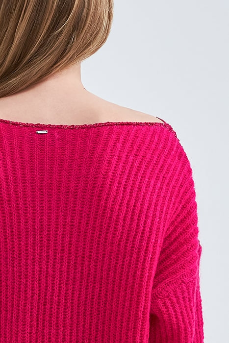 PINK RIBBED KNIT SWEATER WITH LUREX DETAILS 5