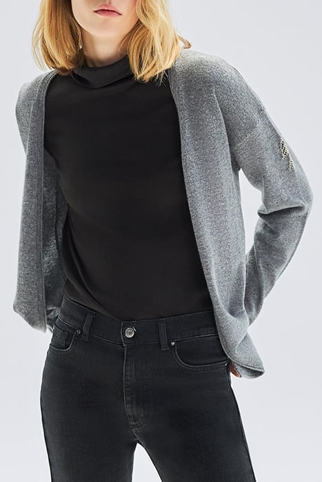 GREY KNIT CARDIGAN WITH SLOGAN ON BACK 7