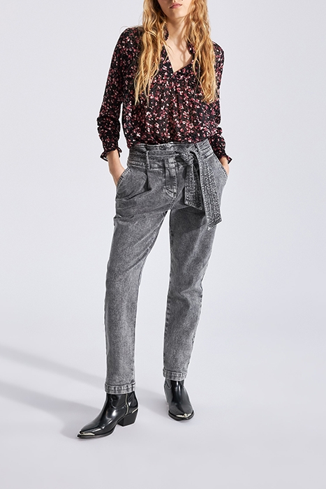 BLACK SHEER BLOUSE WITH PINK VELVET PRINT 3