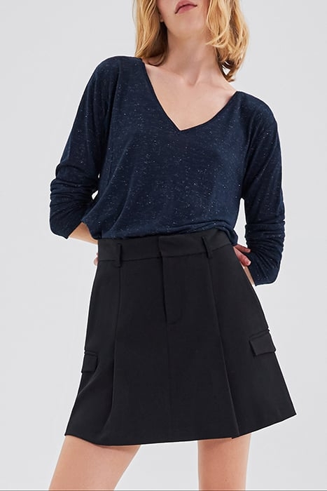 NAVY GLITTERY T-SHIRT WITH DIAMANTE ON DRAPING 1