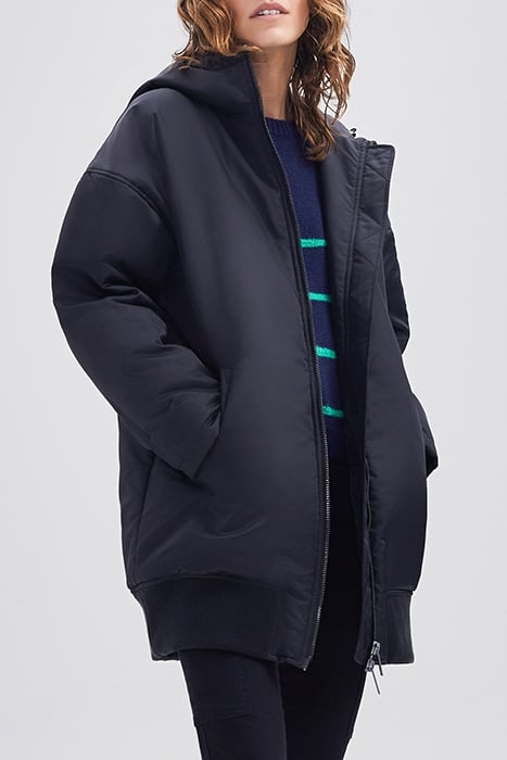 BLACK MID-LENGTH BOMBER-STYLE PARKA 5