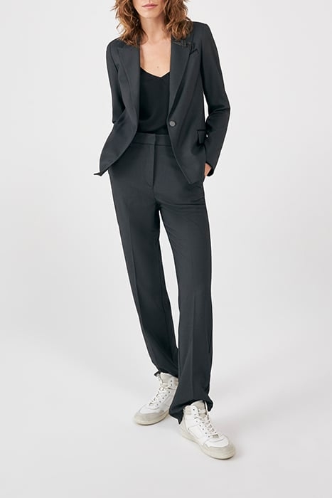 BLACK SEMI-PLAIN JACQUARD STRAIGHT SUIT TROUSERS 3