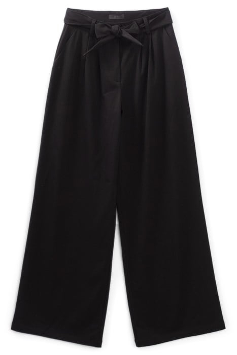 BLACK BELTED HIGH-WAIST WIDE-LEG TROUSERS 4