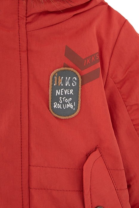 BABY BOYS’ ORANGE FUR-LINED PARKA WITH PRINT ON BACK 4