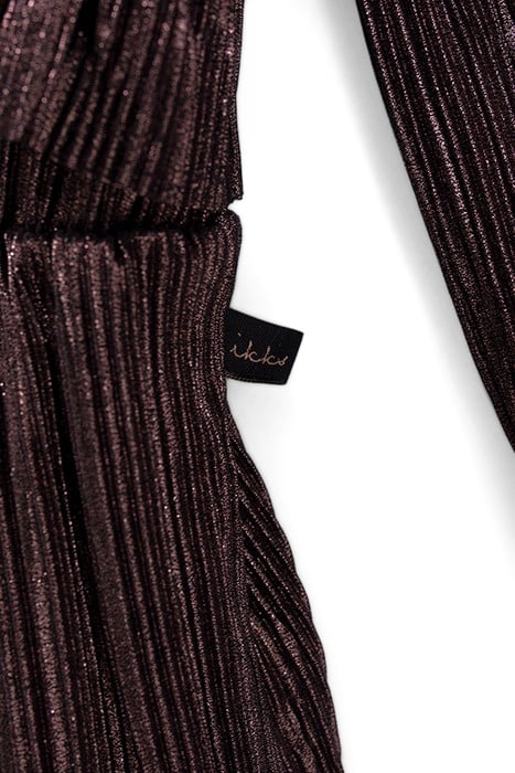 GIRLS’ PINK LAMÉ PLEATED DRESS WITH ASYMMETRIC RUFFLE 4