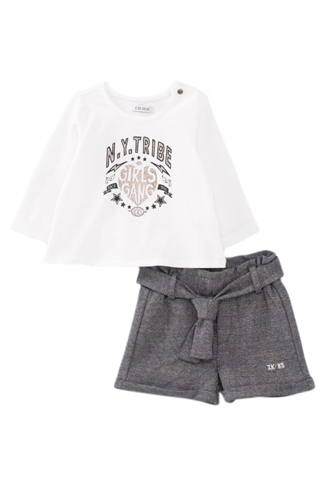 BABY GIRLS’ ECRU T-SHIRT AND GREY SHORTS OUTFIT 6
