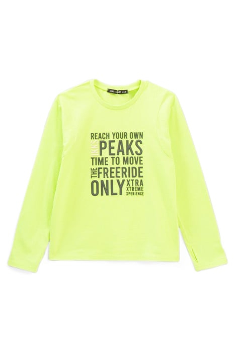 BOYS’ NEON GREEN RUBBER SLOGAN T-SHIRT 1
