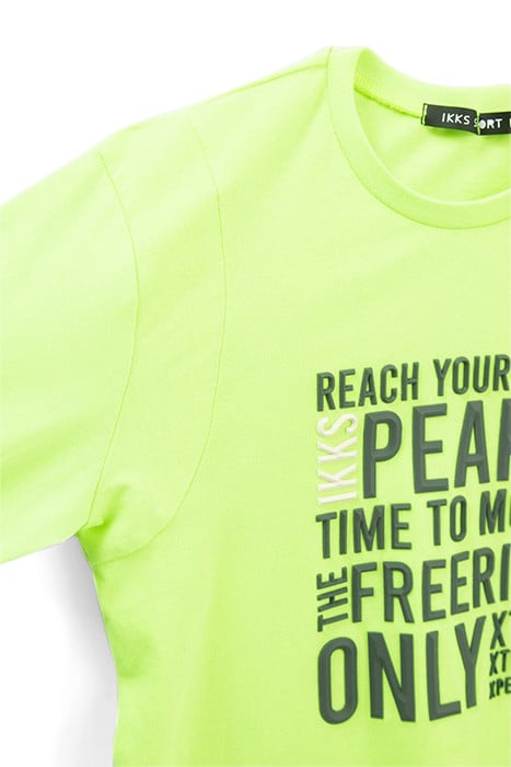 BOYS’ NEON GREEN RUBBER SLOGAN T-SHIRT 4