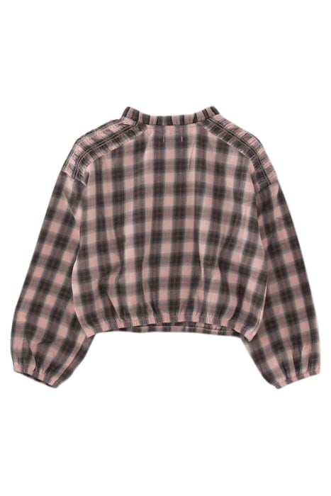 GIRLS’ PINK AND KHAKI CHECK CROPPED BLOUSE 2