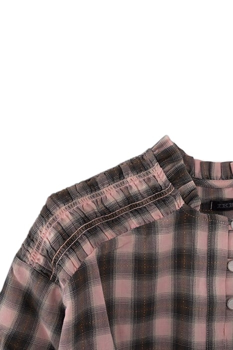 GIRLS’ PINK AND KHAKI CHECK CROPPED BLOUSE 6