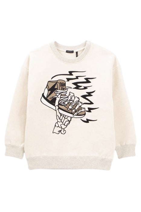 BOYS’ ECRU SWEATSHIRT WITH TRAINER-SKELETON XL EMBROIDERY 1