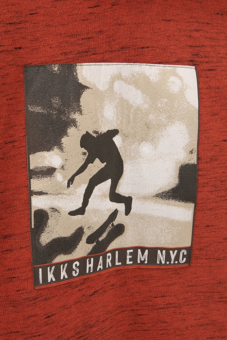 BOYS’ DARK RED MARL HOODIE WITH SKATEBOARDER IMAGE 5