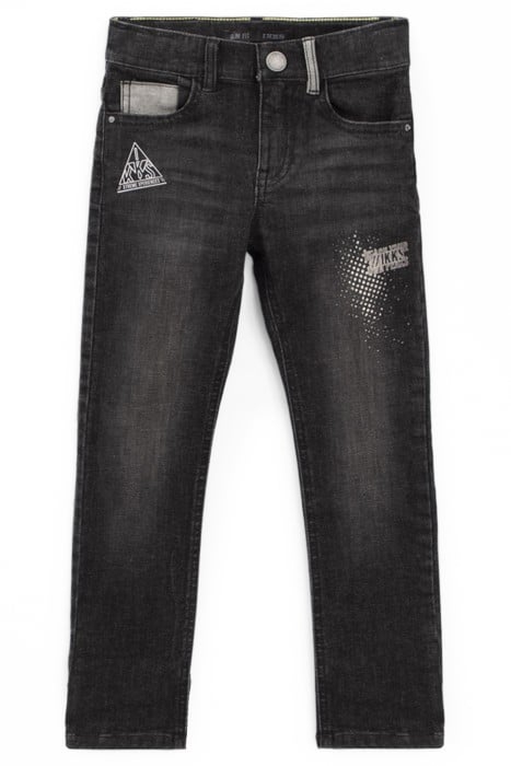 BOYS’ GREY SUPER-RESISTANT SLIM JEANS WITH PRINT 1