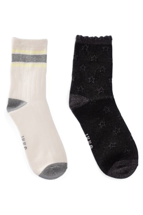 GIRLS’ GREY/ECRU RIBBED SOCKS 2