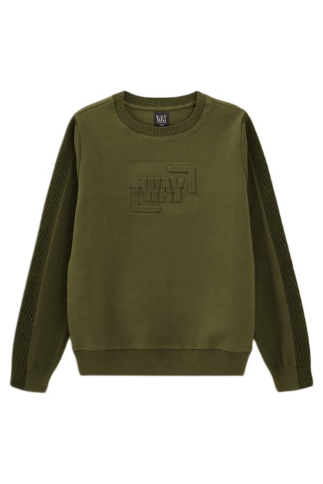 BOYS’ KHAKI MIXED FABRIC SWEATER WITH EMBOSSED IMAGE 3