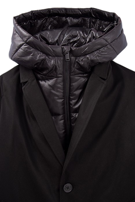 BOYS’ BLACK COAT WITH PADDED JACKET FACING 3
