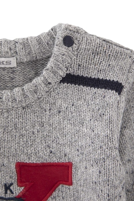 BABY BOYS’ GREY MARL KNIT SWEATER WITH XL EMBROIDERY 4