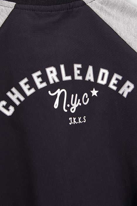 BABY GIRLS’ NAVY BASEBALL JACKET WITH GREY LUREX SLEEVES 7