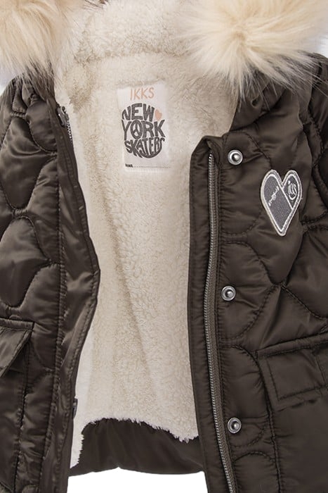 BABY GIRLS’ KHAKI QUILTED FUR-LINED HOODED PARKA 5