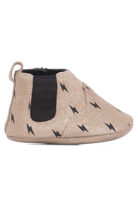 BABY GIRLS’ GOLD LEATHER SLIPPERS WITH LIGHTNING 1