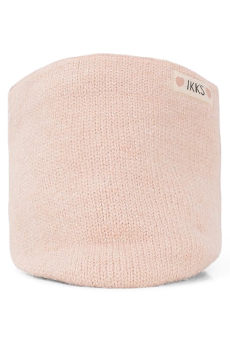 BABY GIRLS’ POWDER PINK LUREX FUR-LINED KNIT SNOOD 3