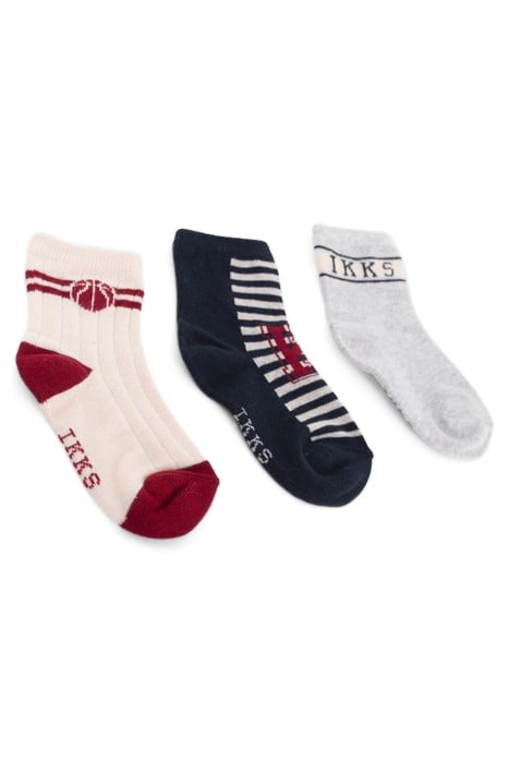 BABY BOYS’ NAVY/GREY/ECRU SOCKS 6