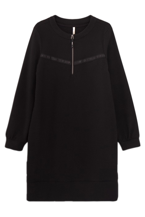 BLACK WAFFLE-KNIT DRESS WITH LETTER BANDS 3