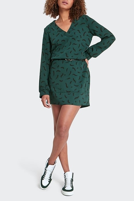 IMPERIAL GREEN DRESS WITH WAVE PRINT 1